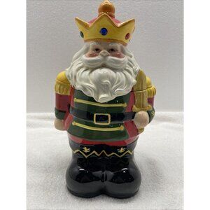 Bombay Ceramic Toy Soldier Santa Cookie Jar 12”